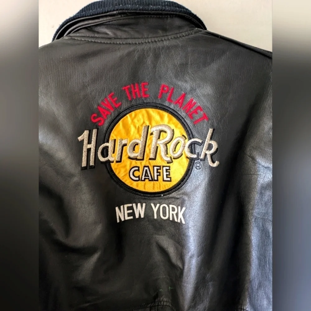 Hard Rock Cafe Leather Bomber Jacket New York. - Picture 5 of 7